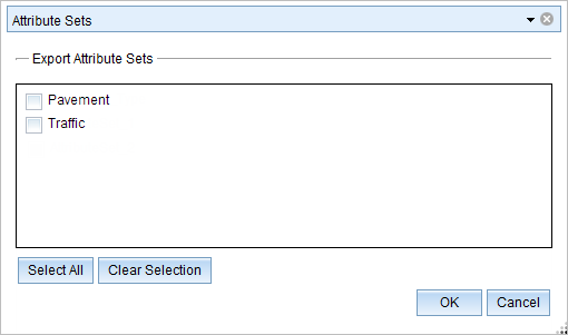 Export Attribute Sets dialog box Export Attribute Sets dialog box